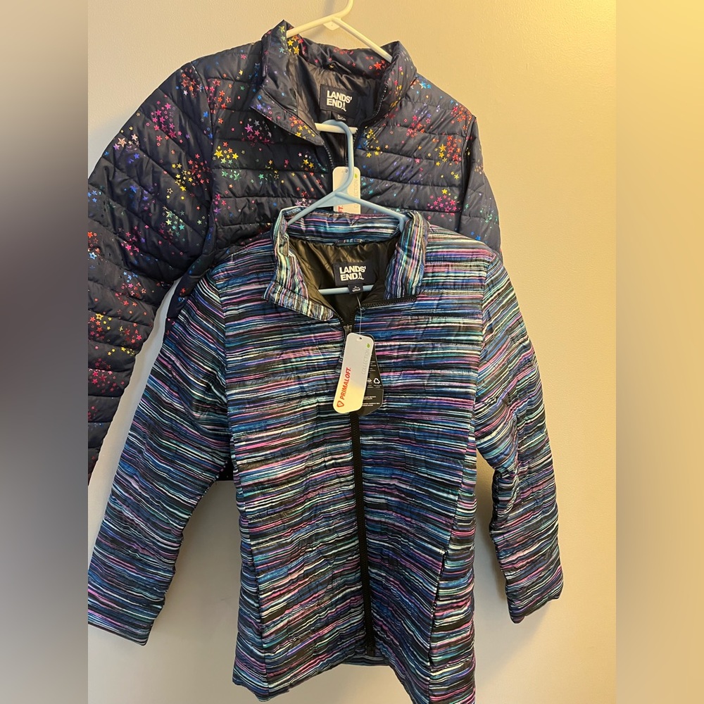 2 piece bundle Lands End NWT Puffer Jackets; Smoke Free Home; Size 14-16